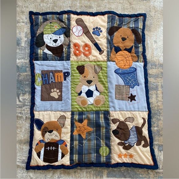 Lambs & Ivy Other - Lambs & Ivy Baby Crib Bedding Reversible Quilt Comforter Blanket  Sports Boy